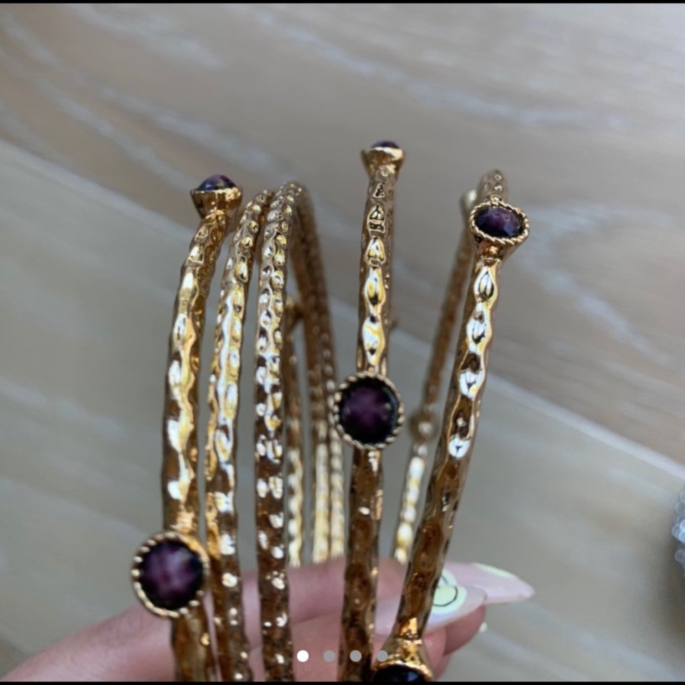 GOLD BOHO RUSTIC BANGLE BRACELETS WITH DIAMOND